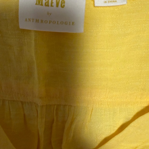 Maeve Verona Tied-Sleeve Top by Anthropologie Yellow size M - Picture 4 of 10